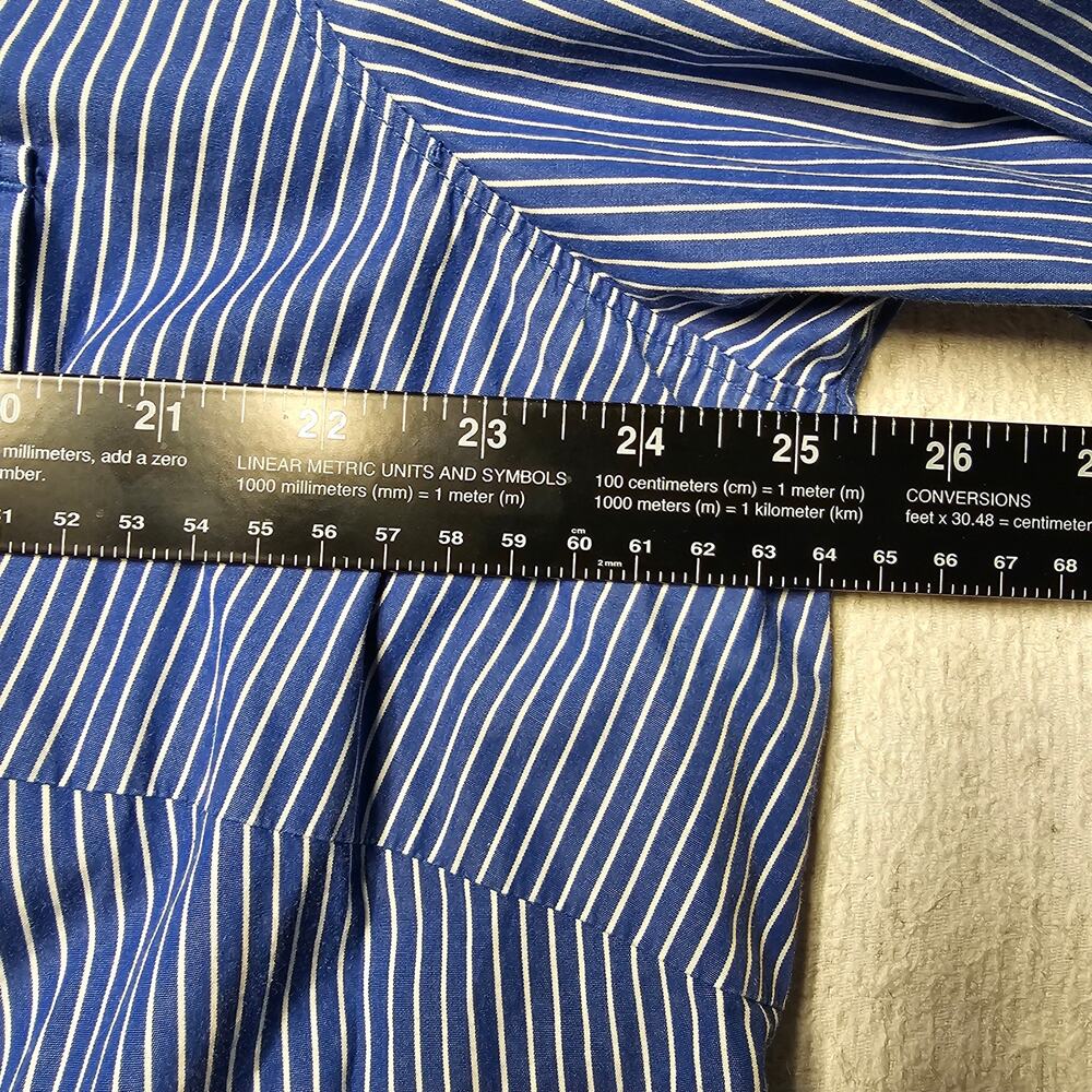 LRL Ralph Lauren Blue White XL Captain Button Up Blouse Striped Academia Preppy - Picture 7 of 12